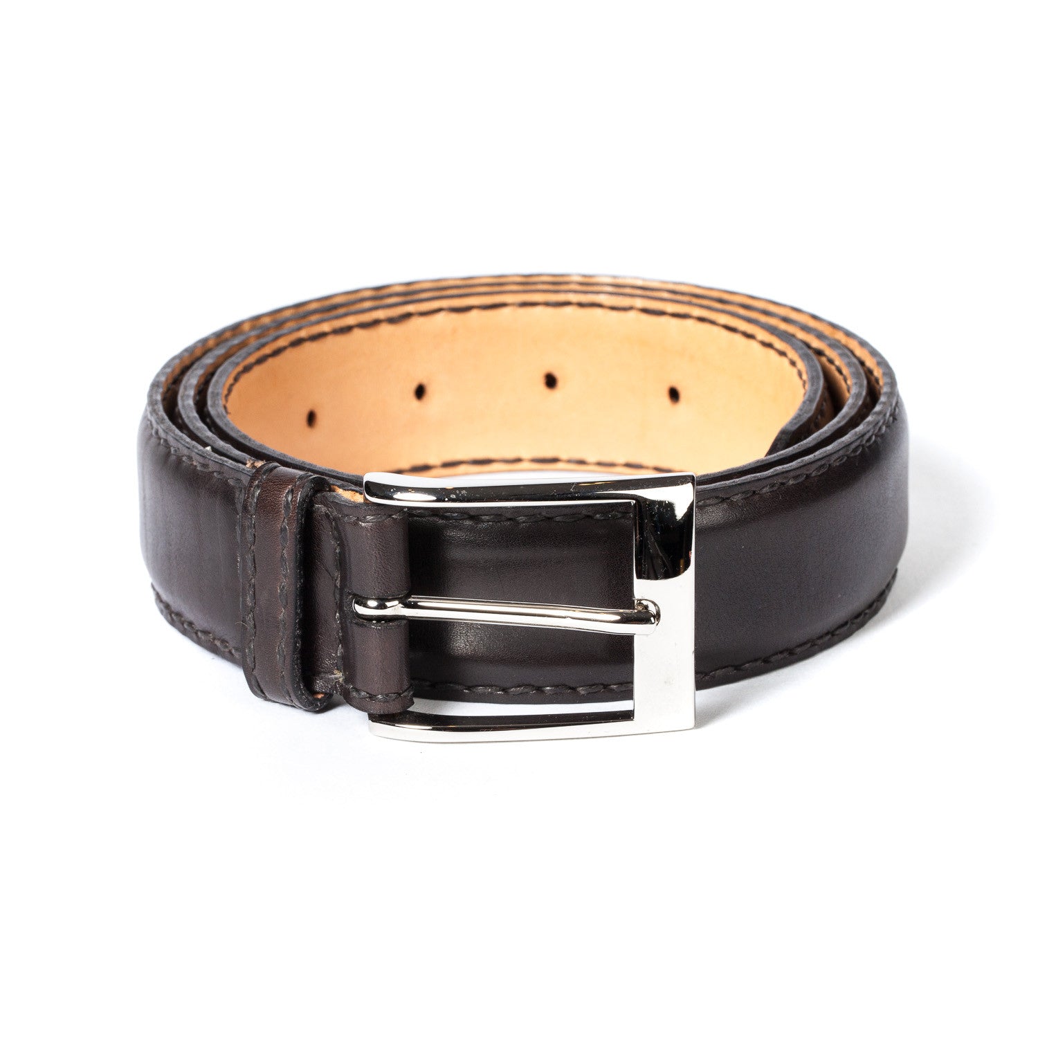 Belt made of Dark Brown Calfskin - purely handmade